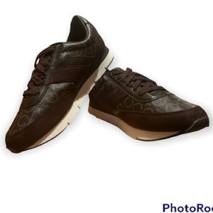 Calvin Klein Low Top Lace Up Brown Faux Leather  Shoes Women’s Size 10 NWOB